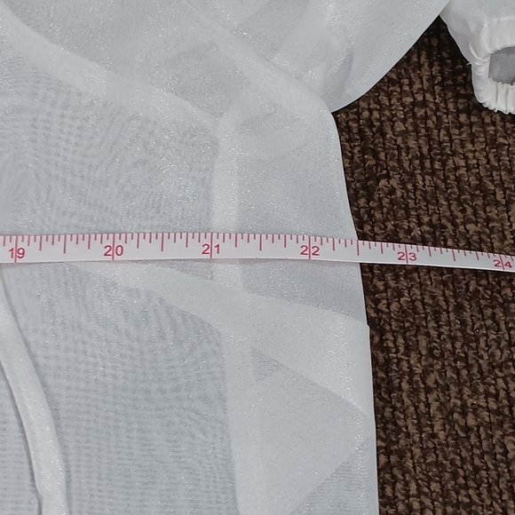 Mudd Womens Sheer Cream Long Sleeve Tie Neck Blouse Size 1X High Low Top - Picture 6 of 9